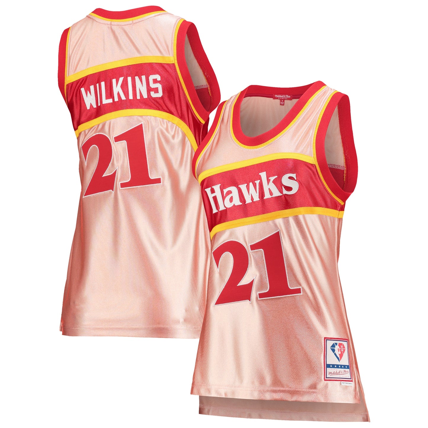 Dominique Wilkins Atlanta Hawks Mitchell & Ness Women's 75th Anniversary Rose Gold 1986 Swingman Jersey - Pink