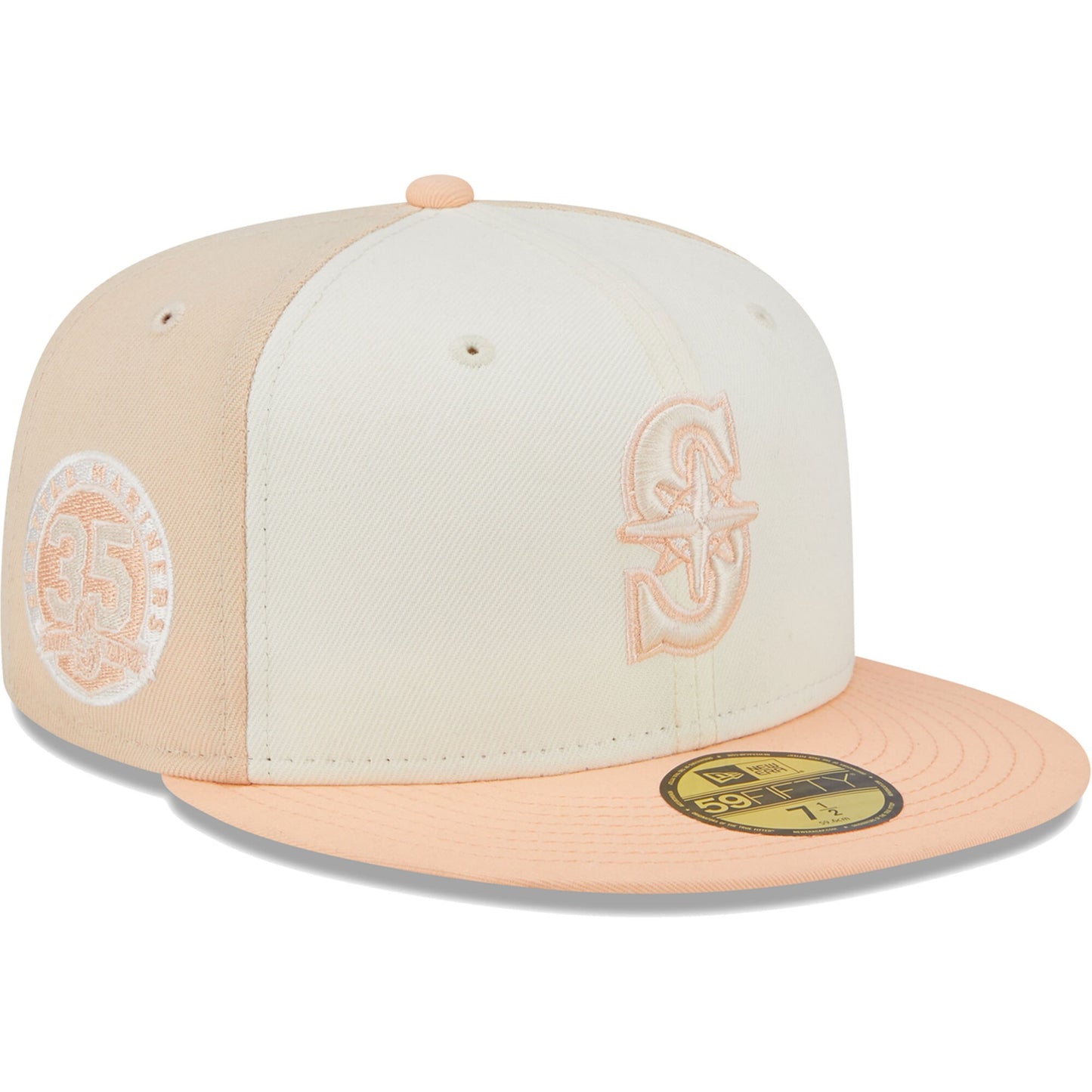 Seattle Mariners New Era Chrome Anniversary 59FIFTY Fitted Hat - Cream/Pink