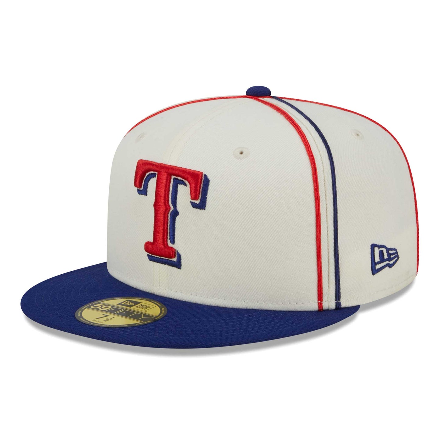 Texas Rangers New Era Chrome Sutash 59FIFTY Fitted Hat - Cream/Royal