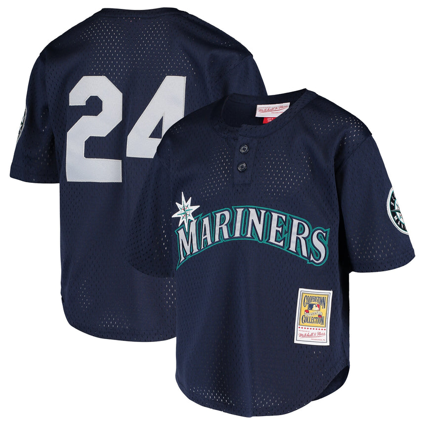 Youth Seattle Mariners Ken Griffey Jr. Mitchell & Ness Navy Cooperstown Collection Mesh Batting Practice Jersey