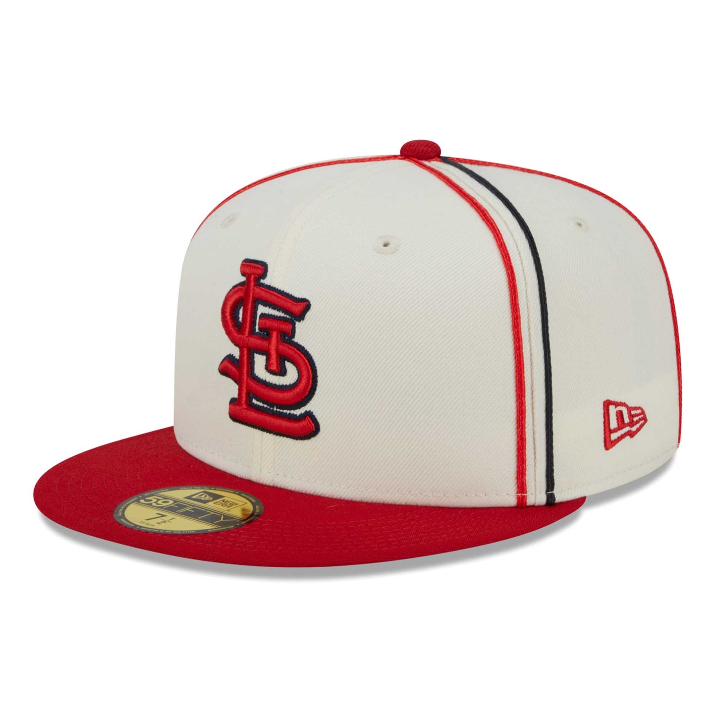 St. Louis Cardinals New Era Chrome Sutash 59FIFTY Fitted Hat - Cream/Red