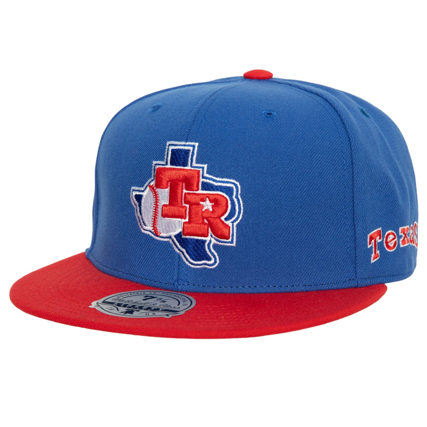 Texas Rangers Mitchell & Ness Bases Loaded Fitted Hat - Royal/Red
