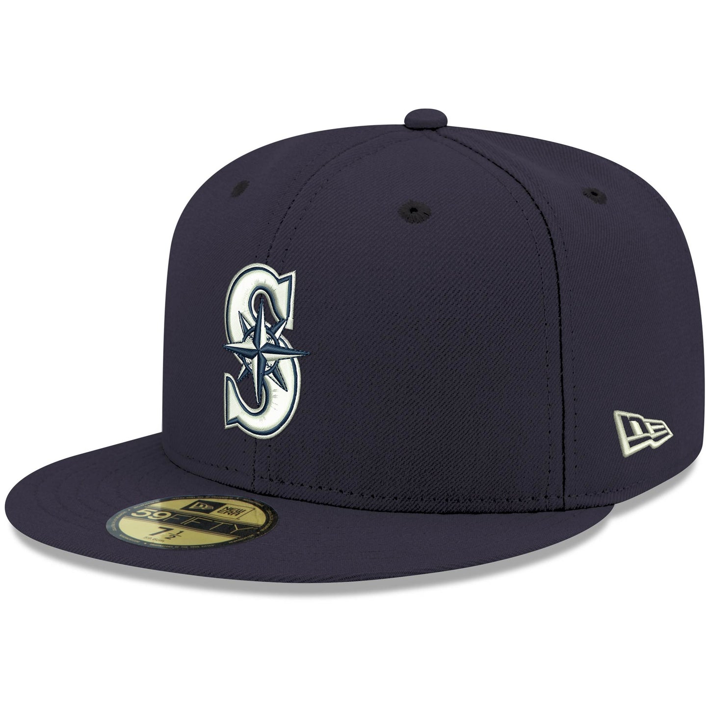 Seattle Mariners New Era White Logo 59FIFTY Fitted Hat - Navy