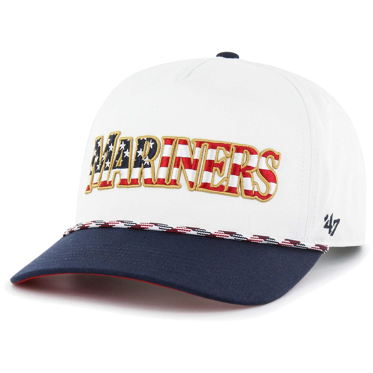 Seattle Mariners '47 Flag Script Hitch Snapback Hat - White