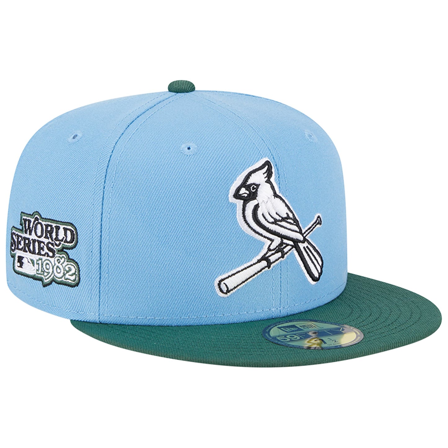 St. Louis Cardinals New Era 1982 World Series 59FIFTY Fitted Hat - Sky Blue/Cilantro