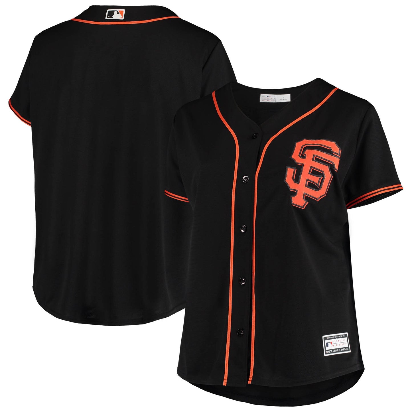 San Francisco Giants Women's Plus Size Sanitized Replica Team Jersey - Black