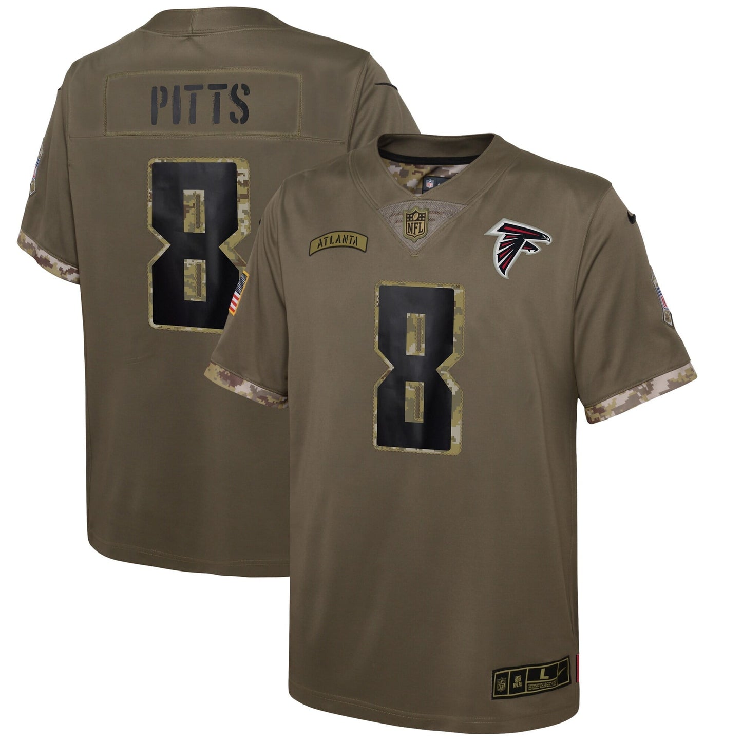 Youth Nike Kyle Pitts Olive Atlanta Falcons 2022 Salute To Service Player Limited Jersey