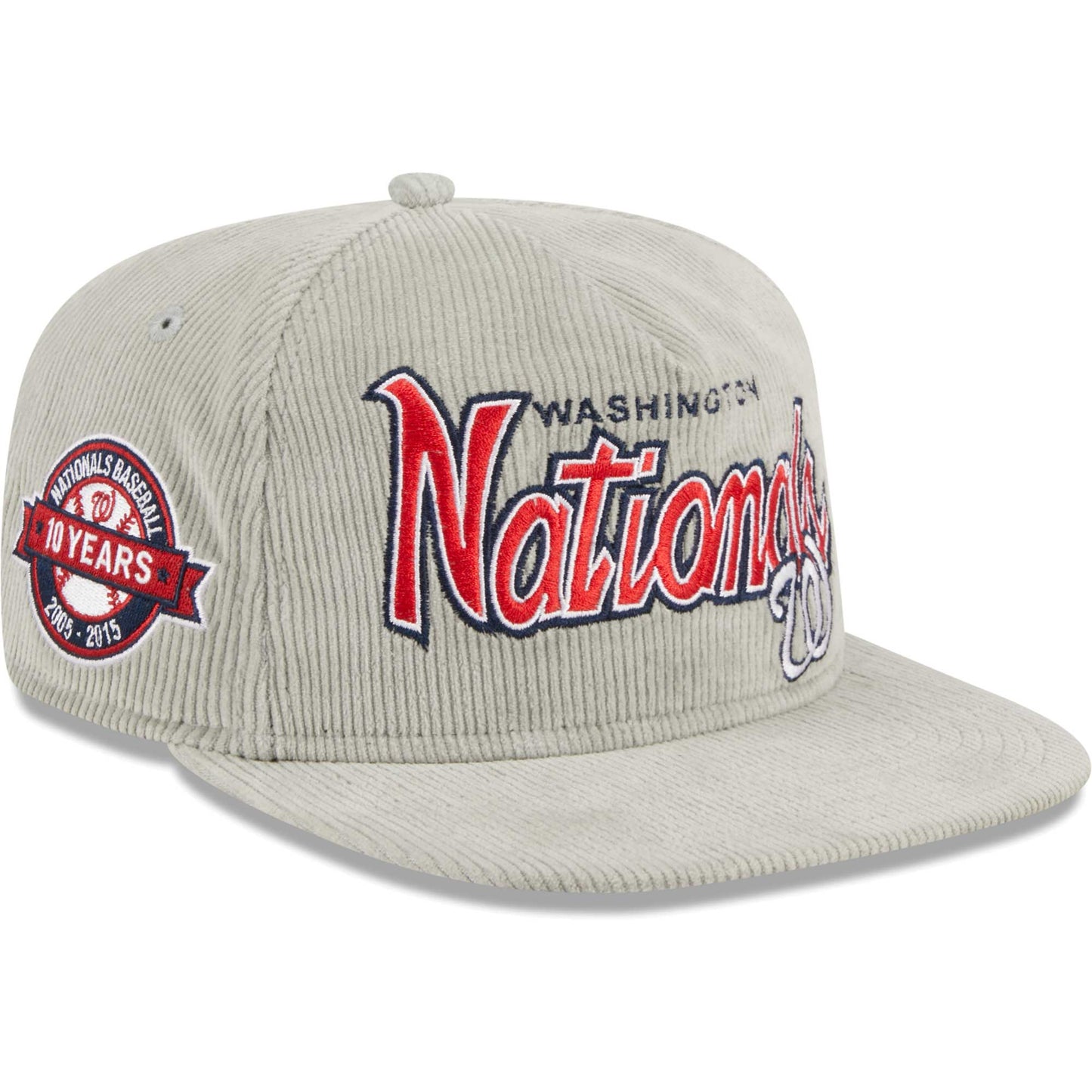 Washington Nationals New Era Corduroy Golfer Adjustable Hat - Gray