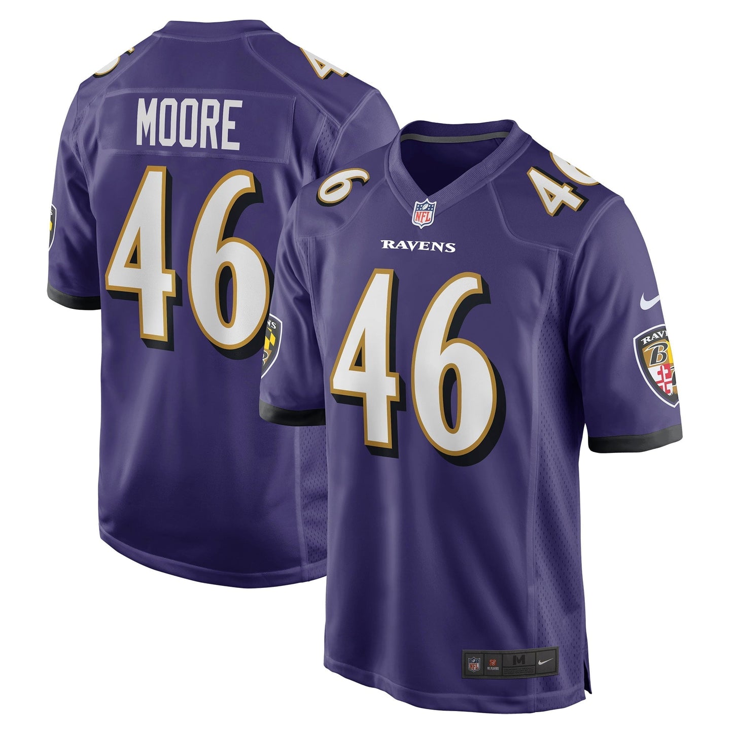 Men's Nike Nick Moore Purple Baltimore Ravens Game Jersey